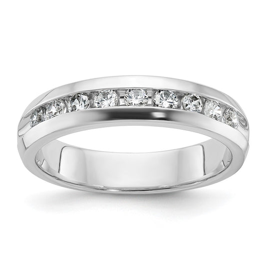 14k White Gold 1/2 Ct. Lab Grown Diamond VS/SI+ G+ Nine Stone Complete Polished Men's Ring