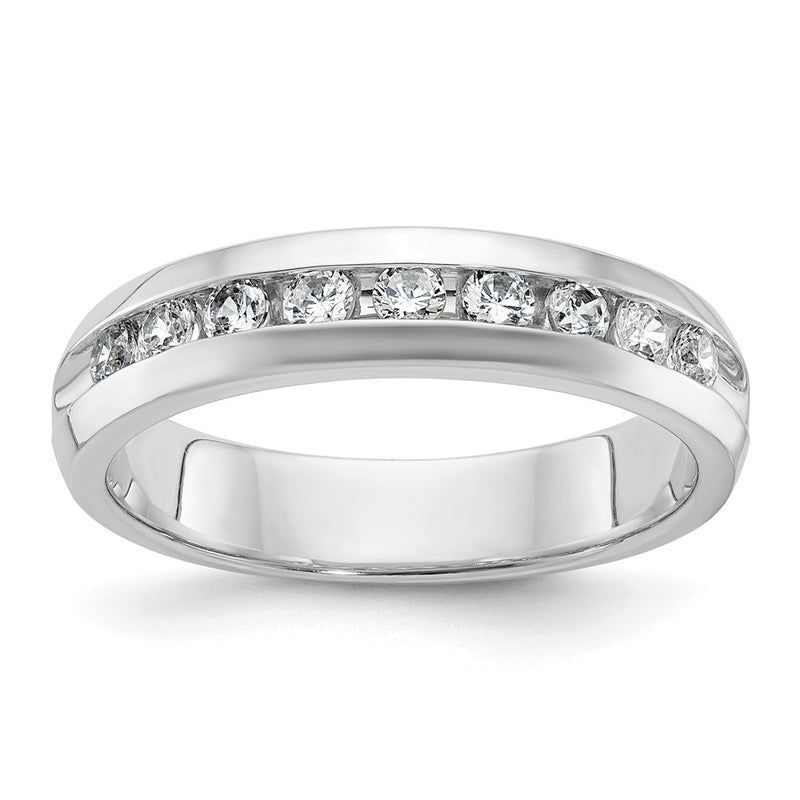 14k White Gold 1/2 Ct. Lab Grown Diamond VS/SI+ G+ Nine Stone Complete Polished Men's Ring