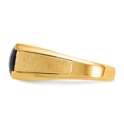 10K Yellow Gold Ibgoodman Men'S Polished And Satin Onyx .02 Carat A Quality Diamond Ring