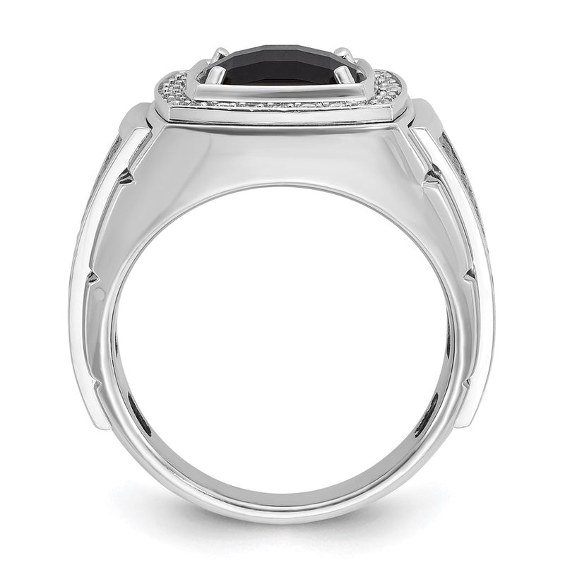 10K White Gold Ibgoodman Men'S Black Rhodium Onyx And Diamond Complete Ring