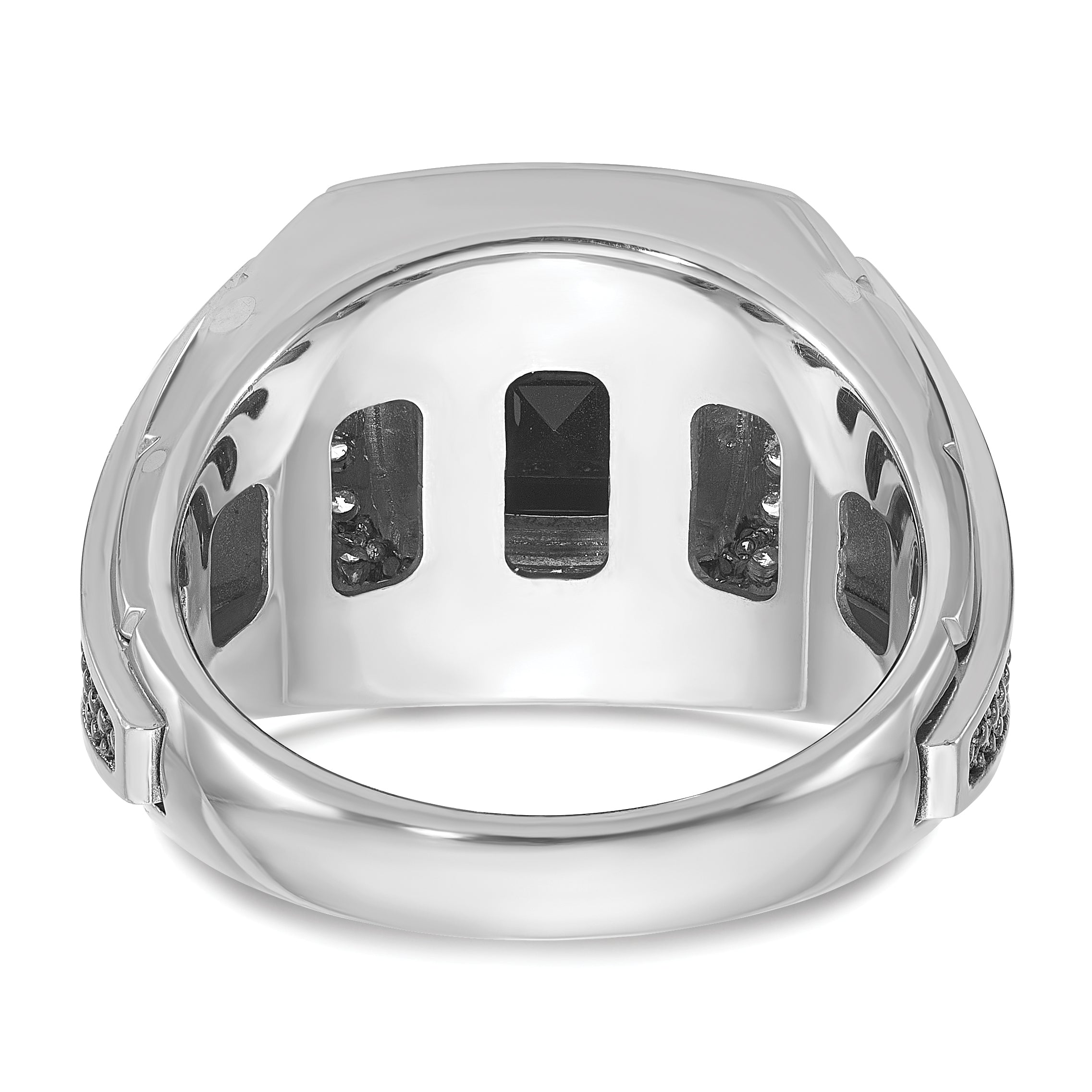 14k White Gold with Black Rhodium Men's Onyx and 1/4 carat Diamond Complete Ring