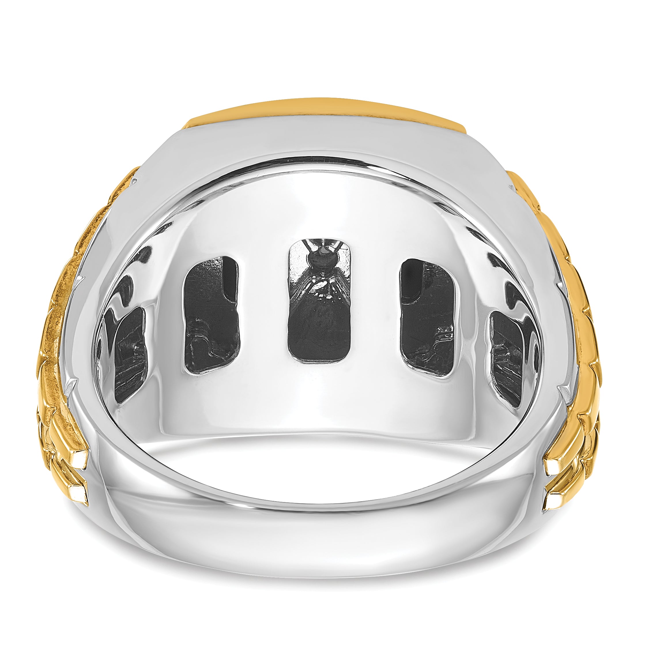 10K Two-Tone Ibgoodman Men'S Onyx And Diamond Complete Ring