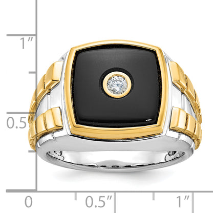 10K Two-Tone Ibgoodman Men'S Onyx And Diamond Complete Ring