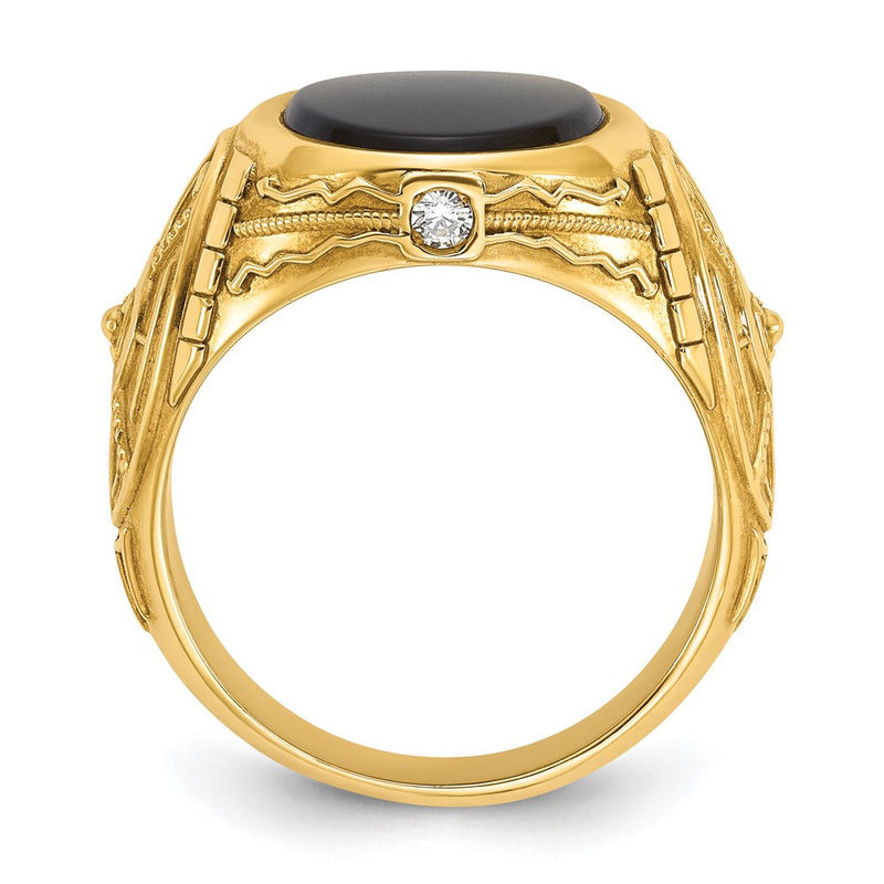 10K Yellow Gold Ibgoodman Men'S Onyx And Diamond Complete Ring