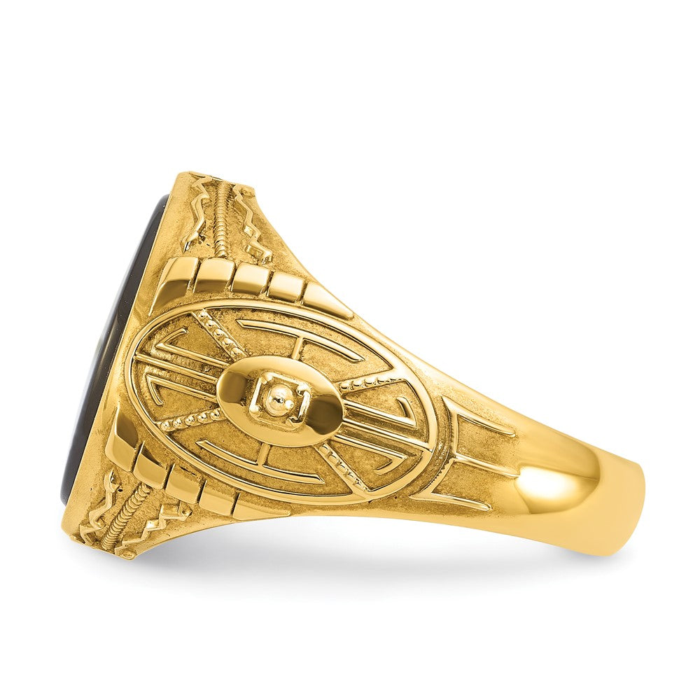 10K Yellow Gold Ibgoodman Men'S Onyx And Diamond Complete Ring