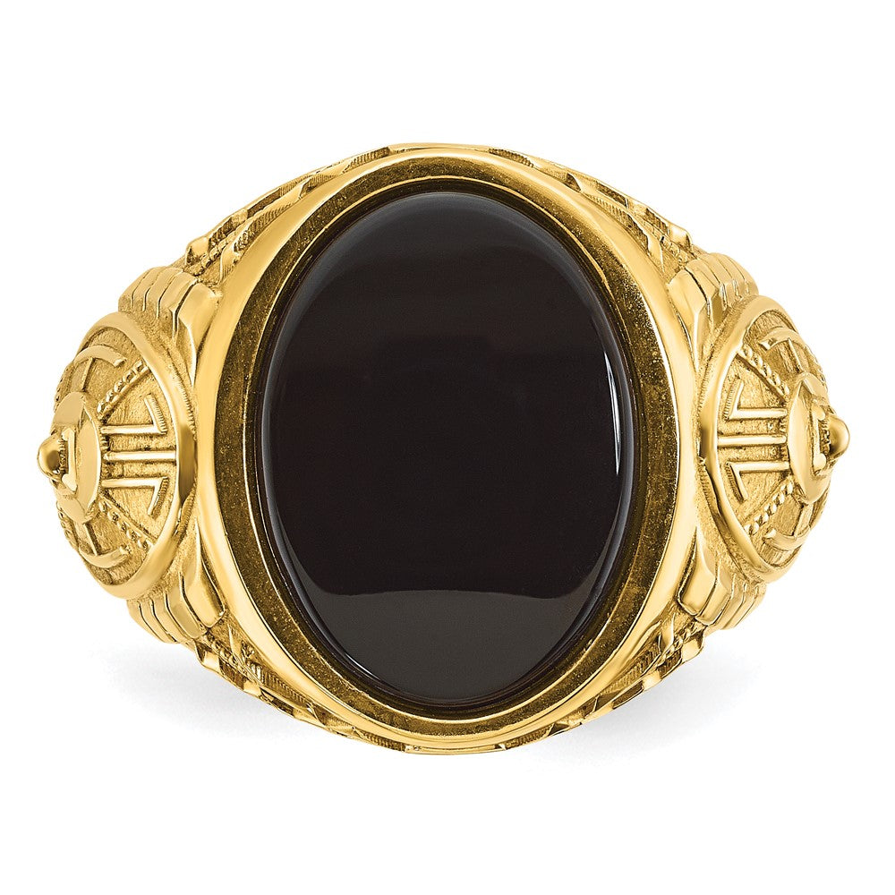 10K Yellow Gold Ibgoodman Men'S Onyx And Diamond Complete Ring