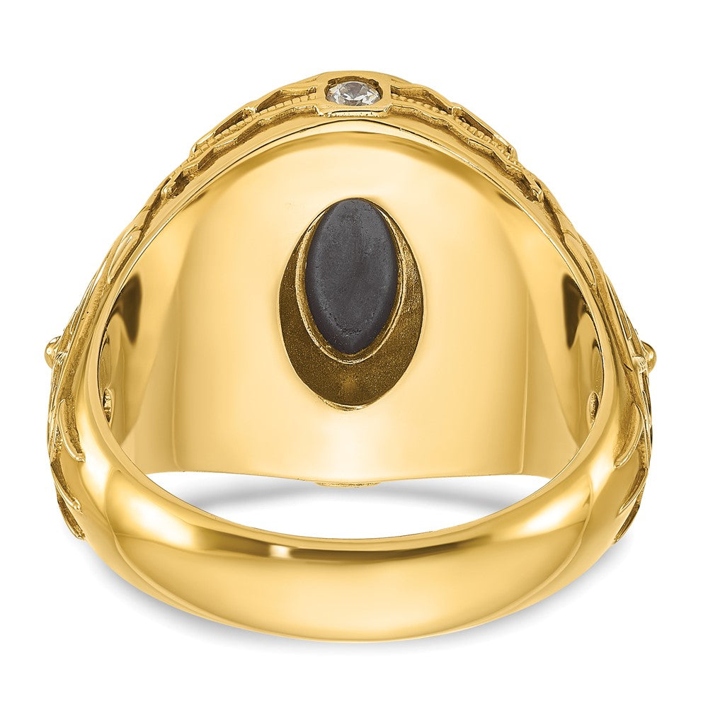 10K Yellow Gold Ibgoodman Men'S Onyx And Diamond Complete Ring
