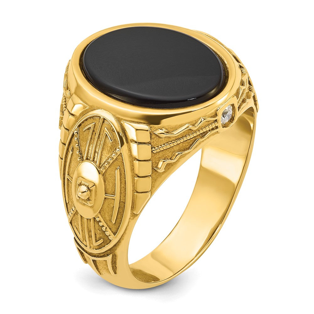 10K Yellow Gold Ibgoodman Men'S Onyx And Diamond Complete Ring