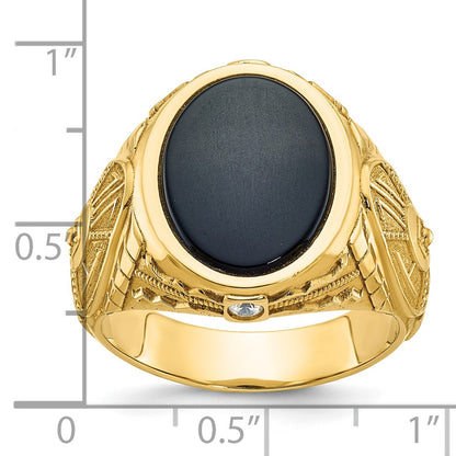 10K Yellow Gold Ibgoodman Men'S Onyx And Diamond Complete Ring