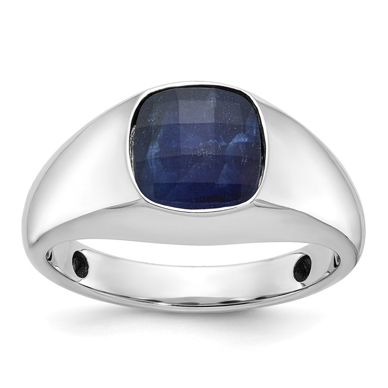 10K White Gold Ibgoodman Men'S Sapphire Doublet Stone Complete Ring