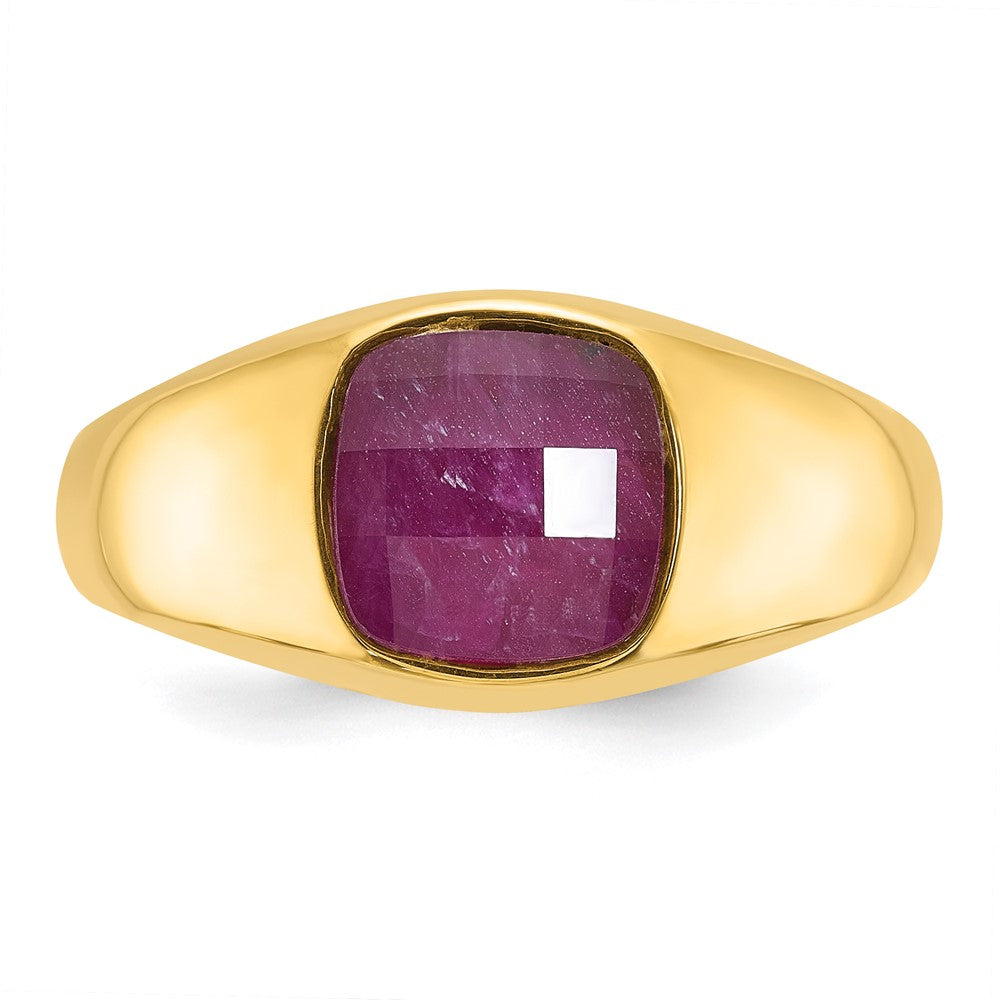 10K Yellow Gold Ibgoodman Men'S Ruby Doublet Stone Complete Ring