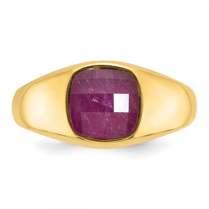 10K Yellow Gold Ibgoodman Men'S Ruby Doublet Stone Complete Ring