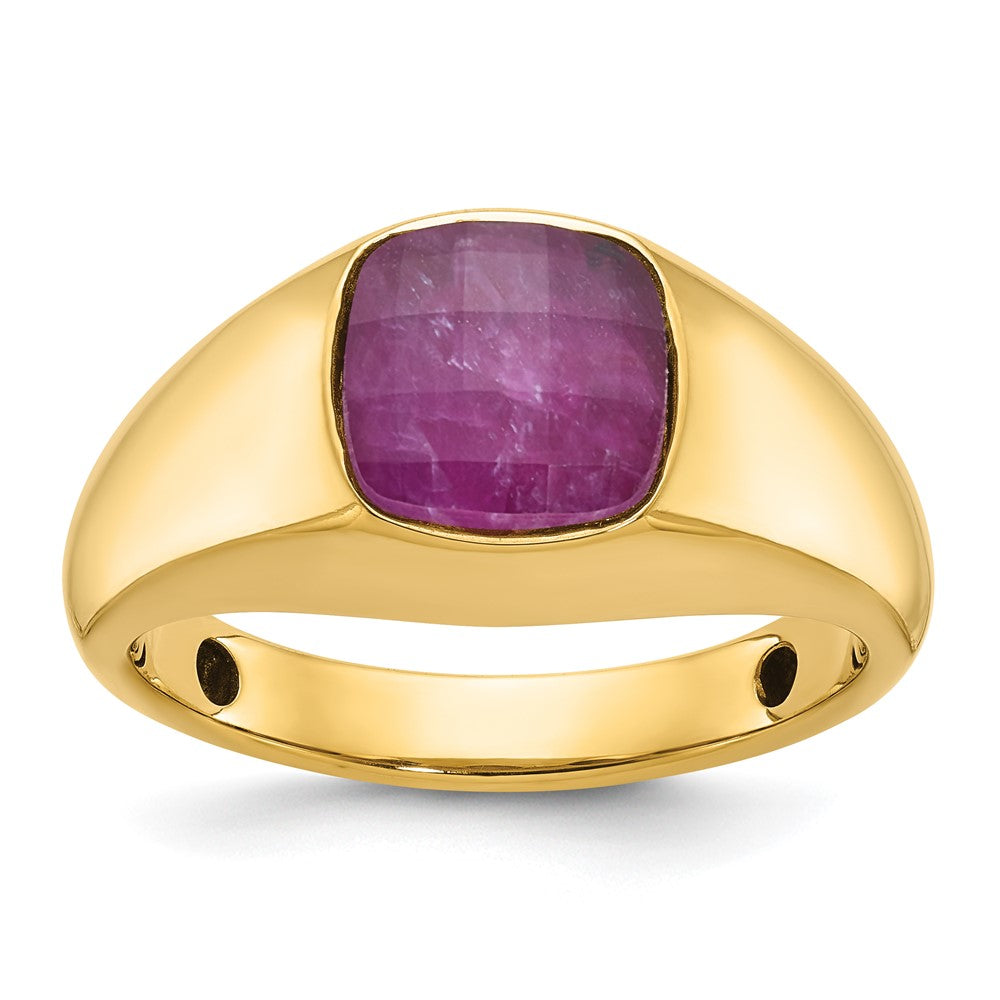 10K Yellow Gold Ibgoodman Men'S Ruby Doublet Stone Complete Ring