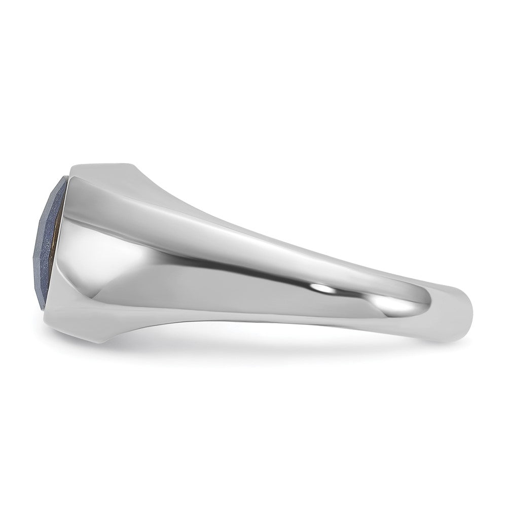 14k White Gold Men's Sapphire Doublet Stone Complete Ring