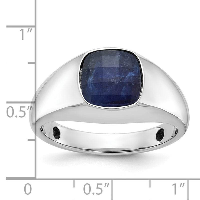 14k White Gold Men's Sapphire Doublet Stone Complete Ring