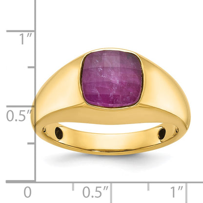 14k Yellow Gold Men's Ruby Doublet Stone Complete Ring