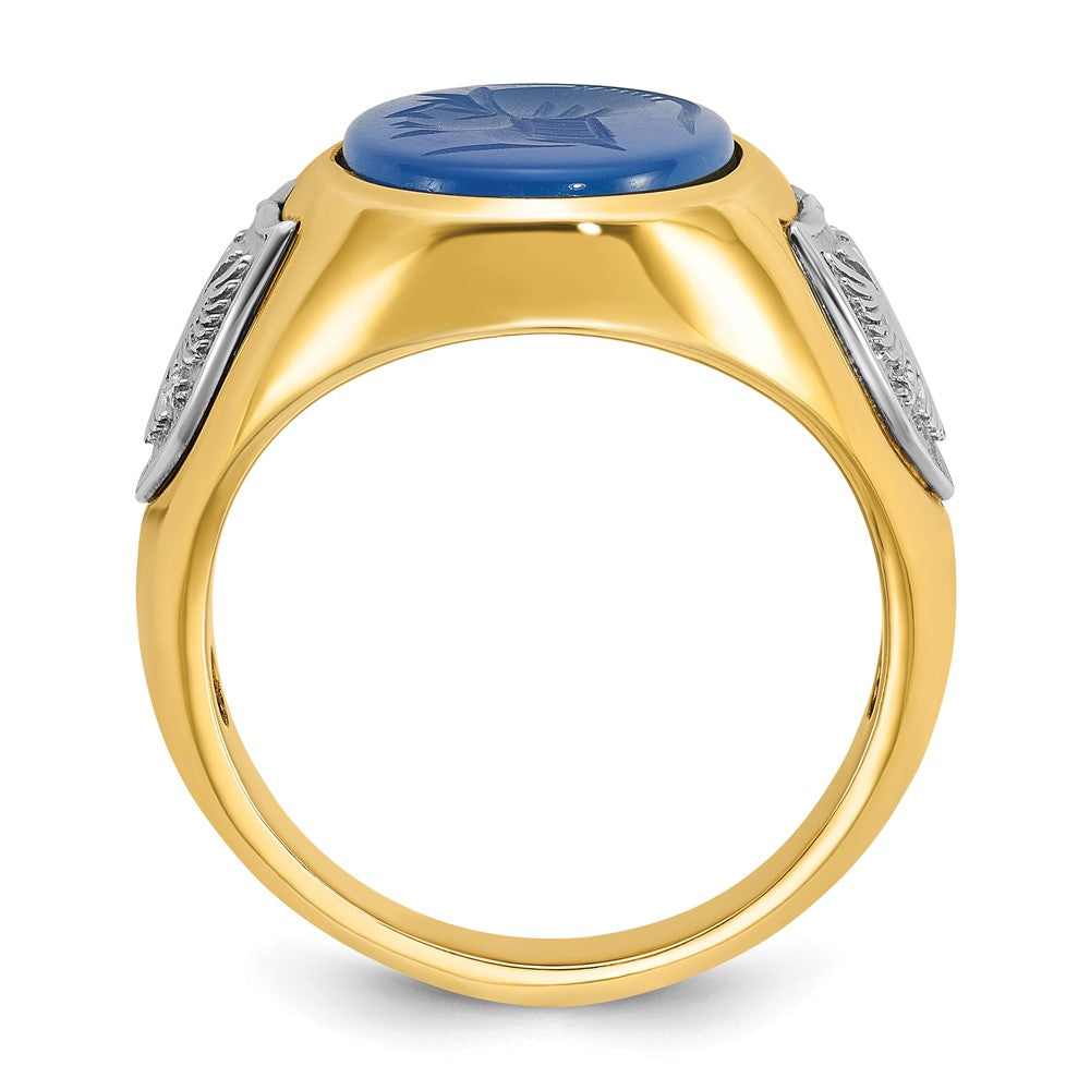 10K Two-Tone Ibgoodman Men'S Blue Agate Complete Ring