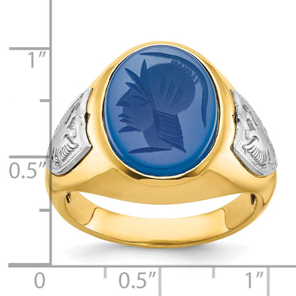 10K Two-Tone Ibgoodman Men'S Blue Agate Complete Ring