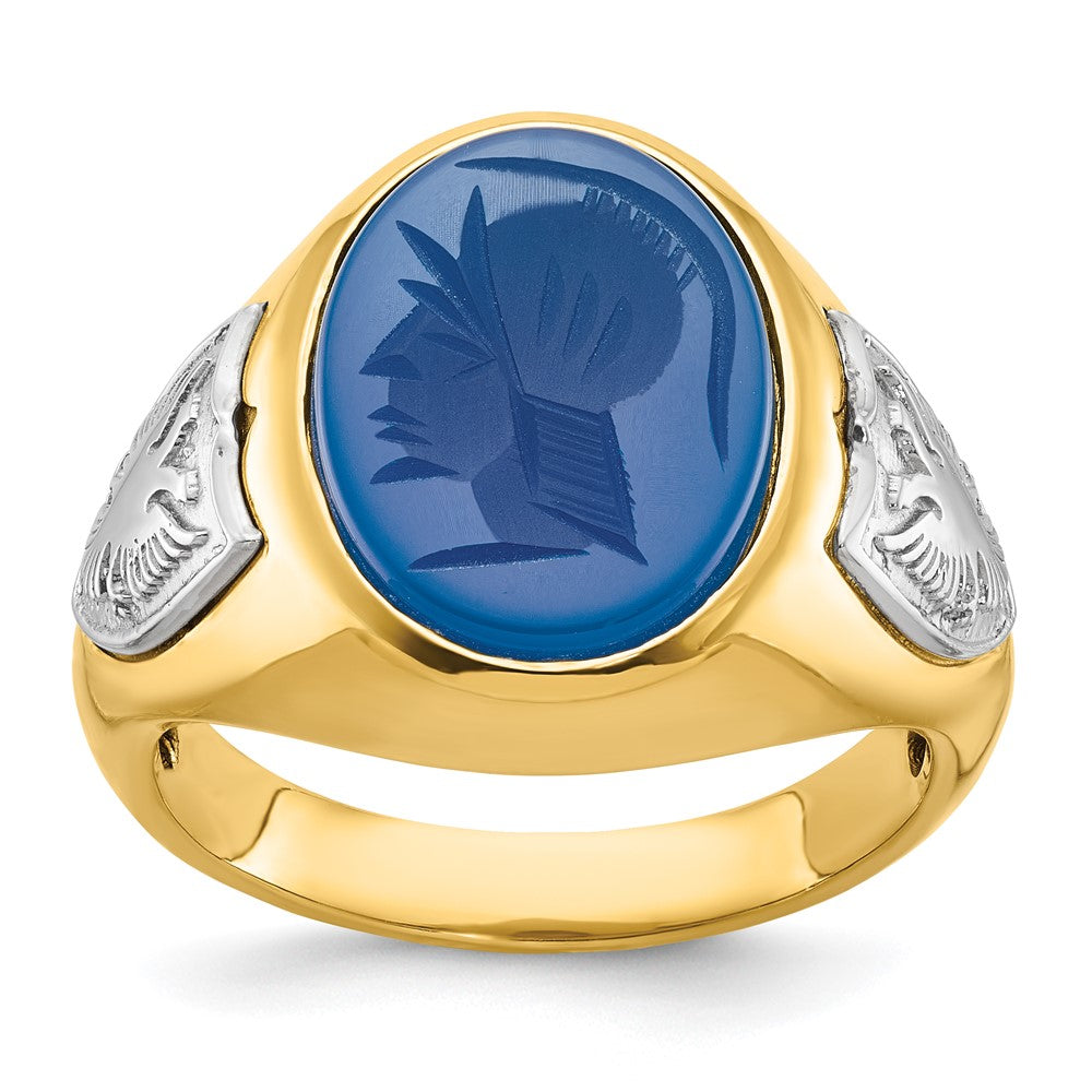 10K Two-Tone Ibgoodman Men'S Blue Agate Complete Ring