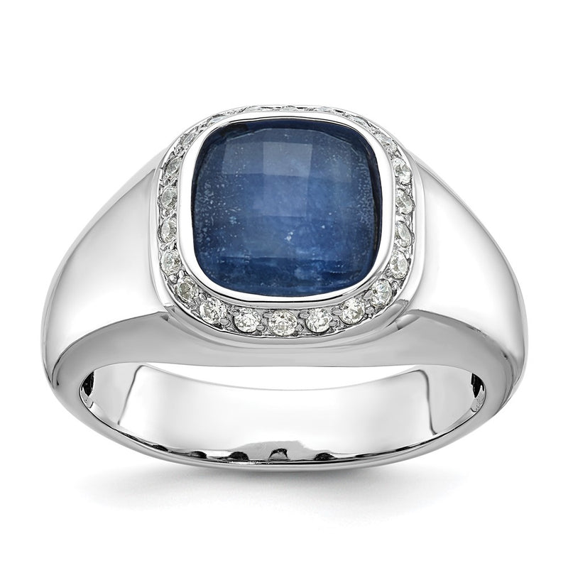 10K White Gold 10Kw Ibgoodman Men'S Sapphire Doublet Stone And Diamond Complete Ring