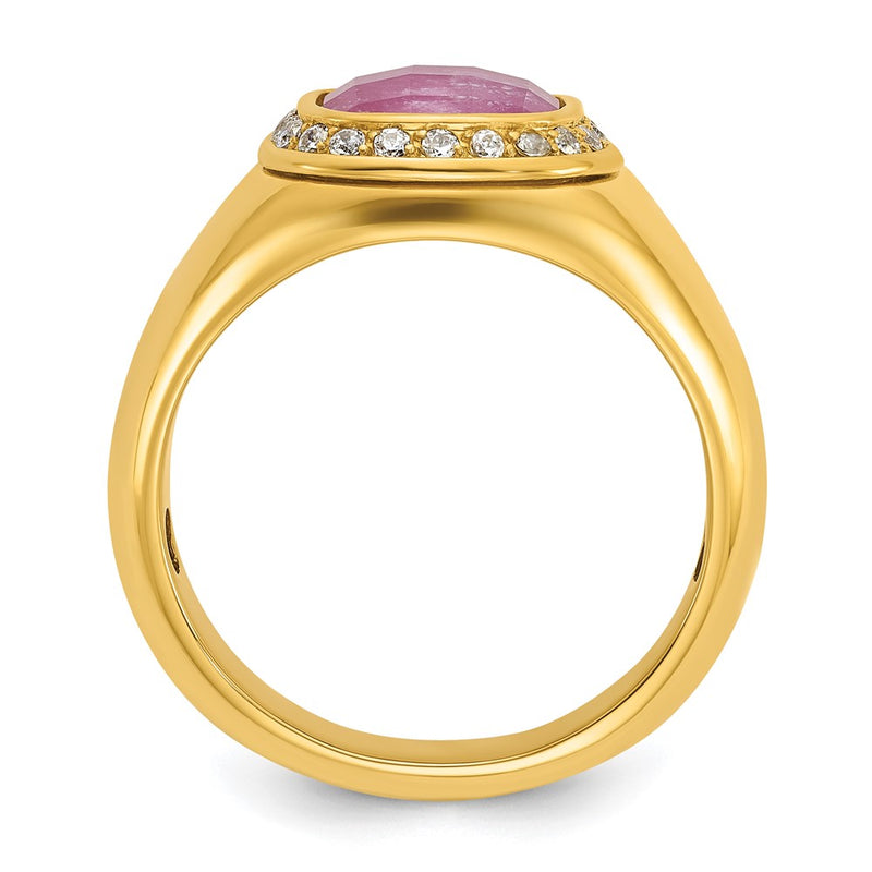 10K Yellow Gold Ibgoodman Men'S Ruby Doublet Stone And Diamond Complete Ring