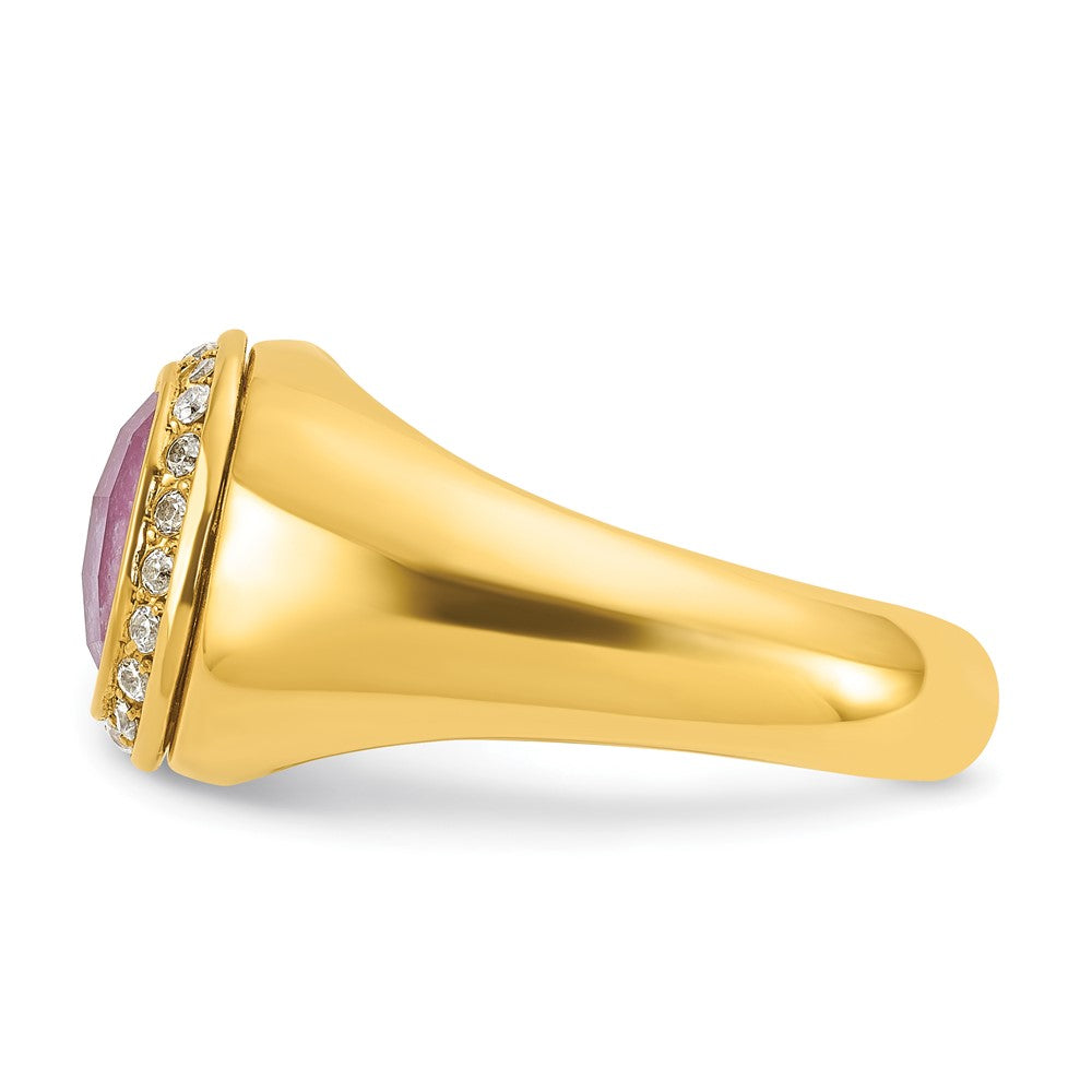 10K Yellow Gold Ibgoodman Men'S Ruby Doublet Stone And Diamond Complete Ring