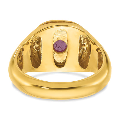 10K Yellow Gold Ibgoodman Men'S Ruby Doublet Stone And Diamond Complete Ring