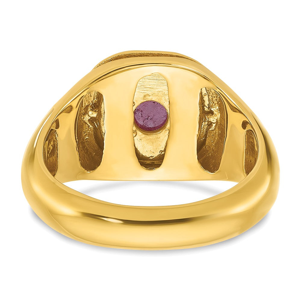 10K Yellow Gold Ibgoodman Men'S Ruby Doublet Stone And Diamond Complete Ring