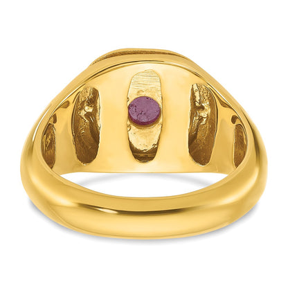 10K Yellow Gold Ibgoodman Men'S Ruby Doublet Stone And Diamond Complete Ring