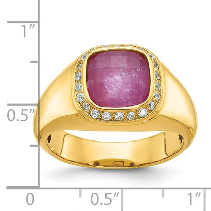 10K Yellow Gold Ibgoodman Men'S Ruby Doublet Stone And Diamond Complete Ring
