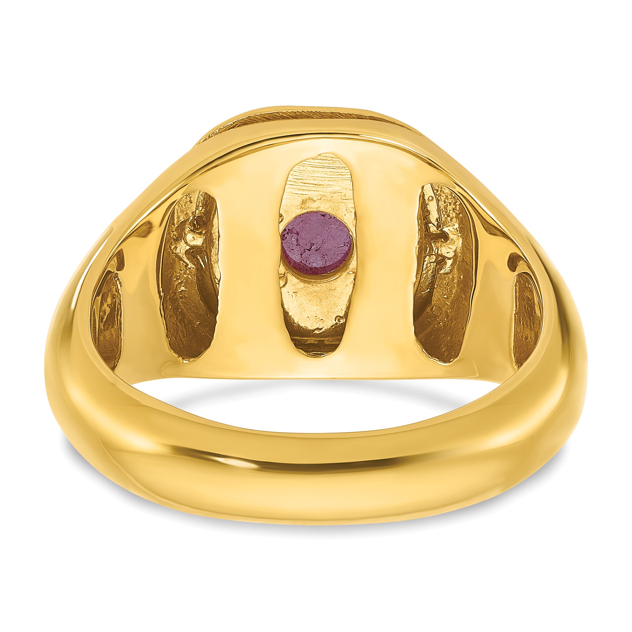 14k Yellow Gold Men's Ruby Doublet Stone and 1/5 carat Diamond Complete Ring