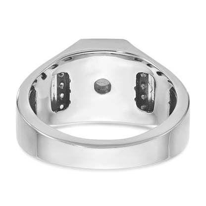 14k White Gold Men's Sapphire Doublet Stone and 1/6 carat Diamond Complete Ring