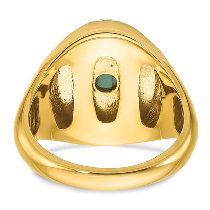 10K Yellow Gold Ibgoodman Men'S Oval Emerald Doublet Stone And Diamond Complete Ring