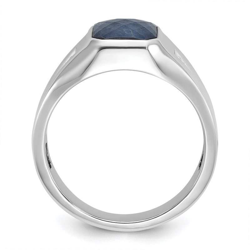10K White Gold 10Kw Ibgoodman Men'S Sapphire Doublet Stone And Diamond Complete Ring