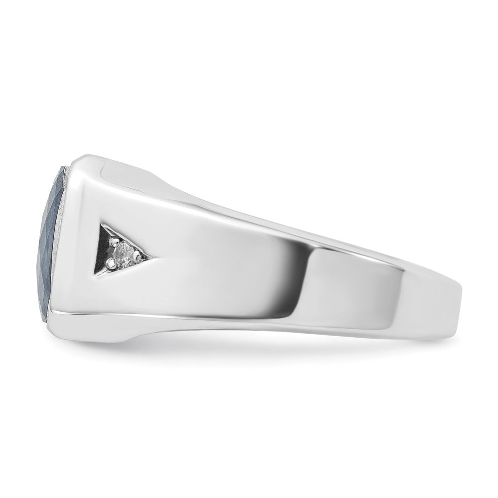 10K White Gold 10Kw Ibgoodman Men'S Sapphire Doublet Stone And Diamond Complete Ring