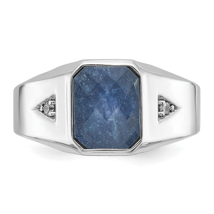 10K White Gold 10Kw Ibgoodman Men'S Sapphire Doublet Stone And Diamond Complete Ring