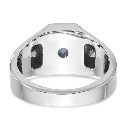 10K White Gold 10Kw Ibgoodman Men'S Sapphire Doublet Stone And Diamond Complete Ring