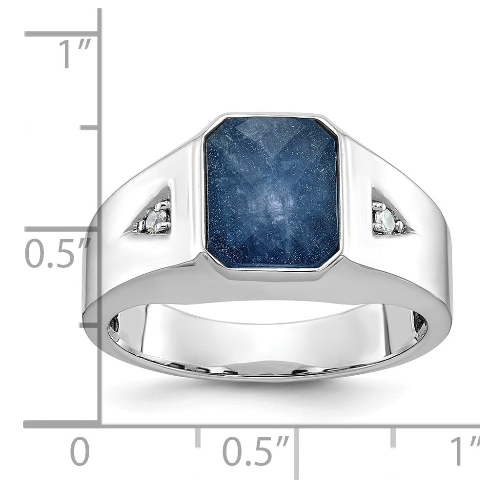10K White Gold 10Kw Ibgoodman Men'S Sapphire Doublet Stone And Diamond Complete Ring