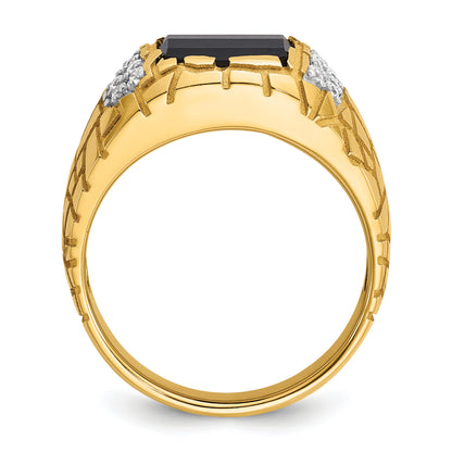 10K Yellow Gold Ibgoodman Men'S Polished And Nugget Textured Gemstone Ring Mounting