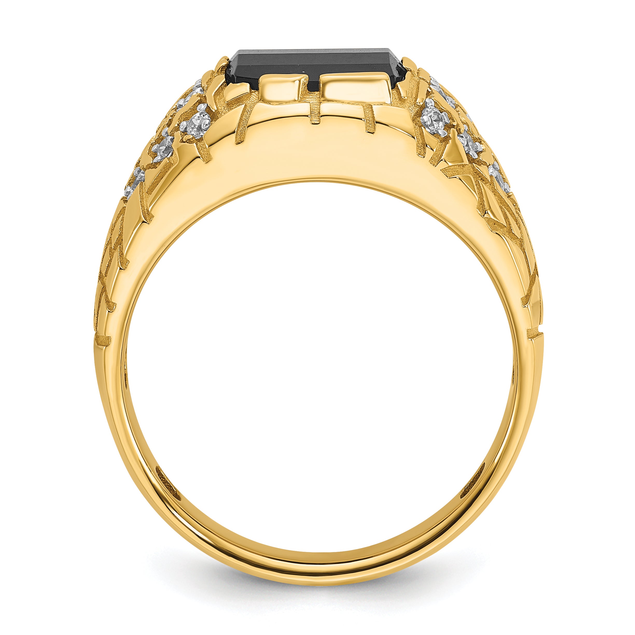 14k Yellow Gold 1/4 Ct. Lab Grown Diamond VS/SI+ G+ and Onyx Nugget Men's Ring