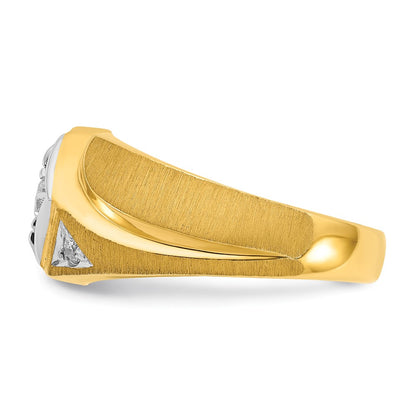 10K Two-Tone Ibgoodman Men'S Polished And Satin Diamond Complete Ring