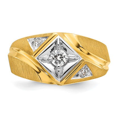 10K Two-Tone Ibgoodman Men'S Polished And Satin Diamond Complete Ring