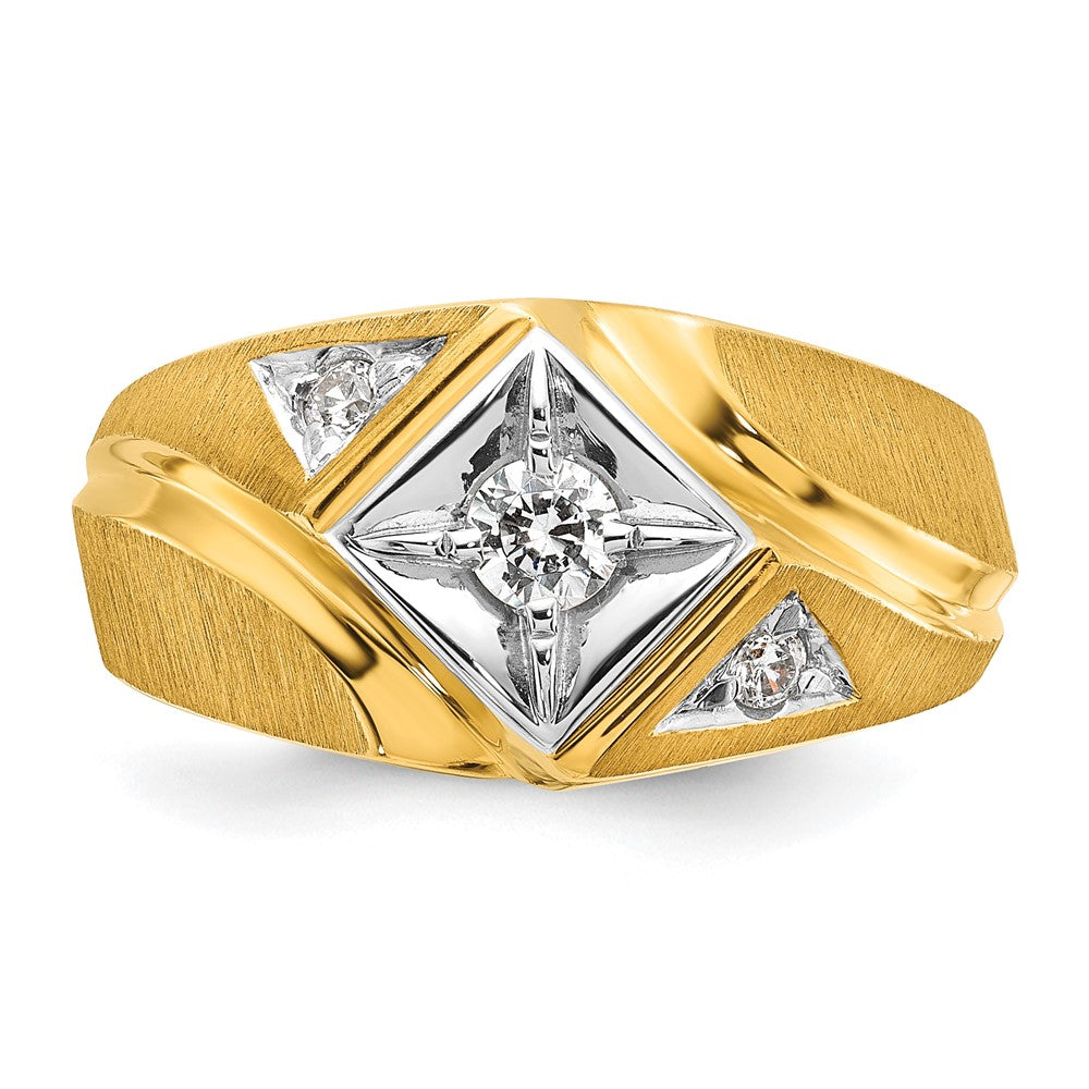 14k Two-Tone  Men's Satin Lab Grown VS/SI FGH Dia Complete Ring