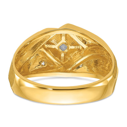 14k Two-Tone  Men's Satin Lab Grown VS/SI FGH Dia Complete Ring