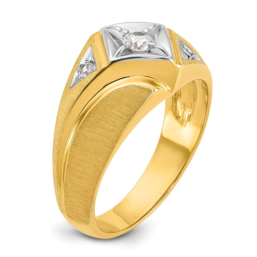 14k Two-Tone  Men's Satin Lab Grown VS/SI FGH Dia Complete Ring