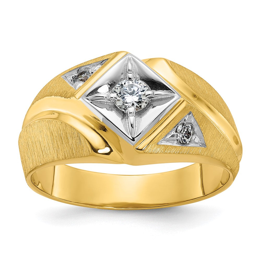 14k Two-Tone  Men's Satin Lab Grown VS/SI FGH Dia Complete Ring