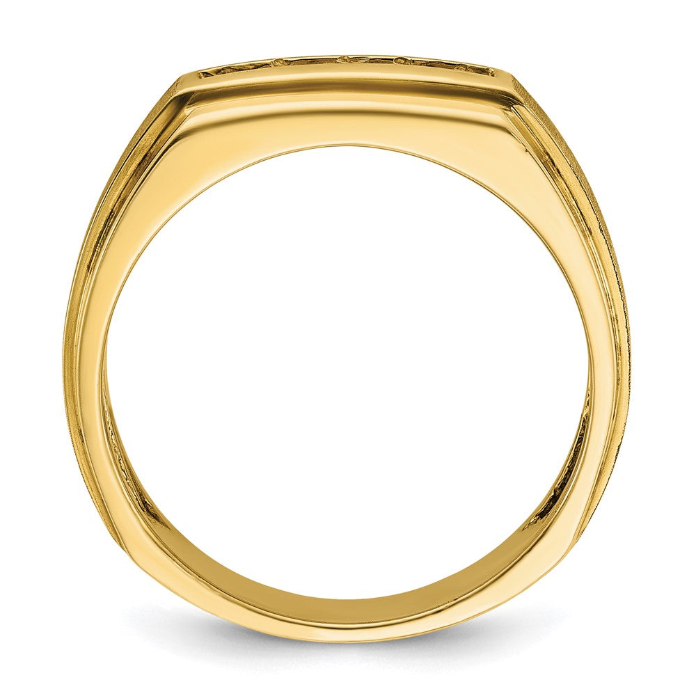 14k Yellow Gold  1/4 Ct. Lab Grown Diamond VS/SI+ G+ Complete Polished and Satin Five Stone Men's Ring