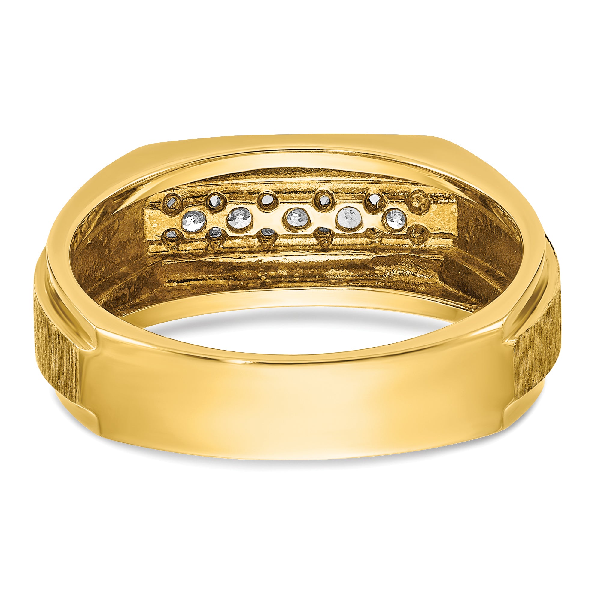 14k Yellow Gold 1/4 Ct. Lab Grown Diamond VS/SI+ G+ Polished and Satin Five Stone Men's Ring