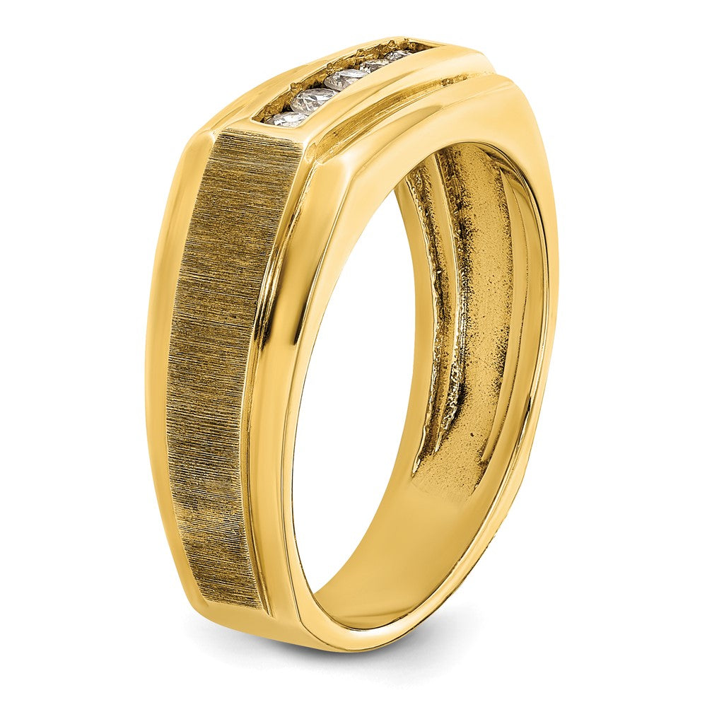 14k Yellow Gold  1/4 Ct. Lab Grown Diamond VS/SI+ G+ Complete Polished and Satin Five Stone Men's Ring