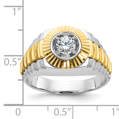 14k Two-tone Gold Men's 3/8 carat Diamond Complete Ring